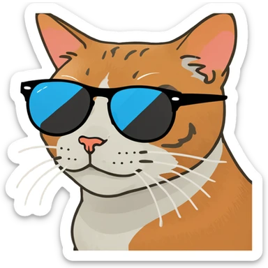 Cat with sunglasses sticker