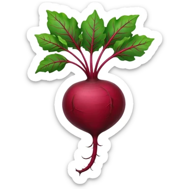 whole beet with a long green leaf stem sticker