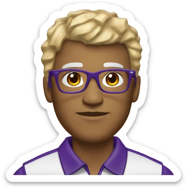 White with salt and pepper hair Basketball Coach Purple Polo Glasses whistle sticker