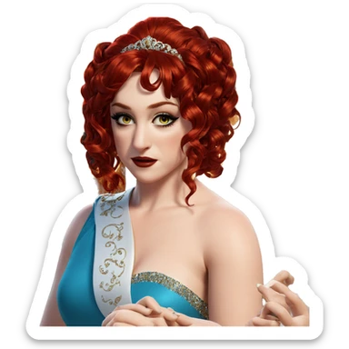 elegant girl with red hair sticker