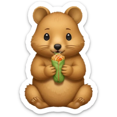 quokka eating spring roll sticker