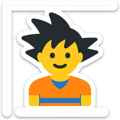 Goko character as a flat color icon, bold outlines, minimal details, vibrant color accents sticker