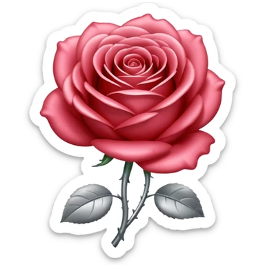 A rose emoji made of liquid silver metal minimalistic iOS emoji style, centered, sticker