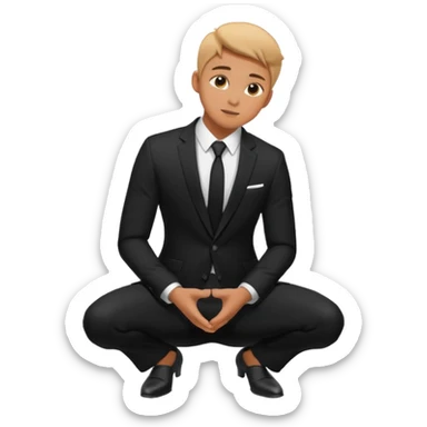 Kneeling person silhouette (proposal pose) sticker