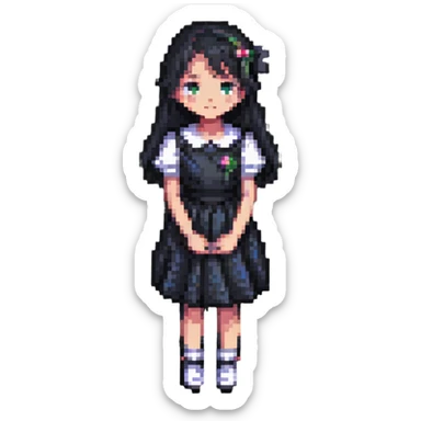pixel art of a girl wearing a dress sticker