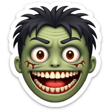me faça o emoji de uma zumbi estilio IOS so que com o cabelo curto e preto de franja sticker