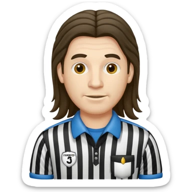 long-haired referee sticker