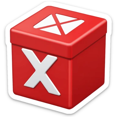 white x in red box 2D sticker
