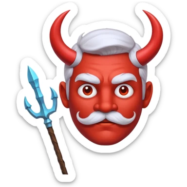human colored demon with mustache and Trident sticker