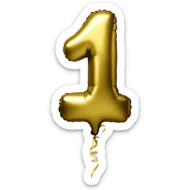 Foil balloon gold number 1 closed sticker