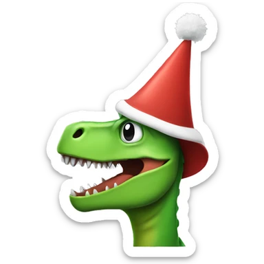 Dinosaur with a Christmas hat sticker