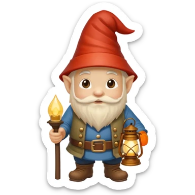 gnome with lantern sticker