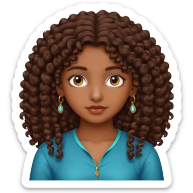 Teen Indian girl gorgeous curly brown hair sticker