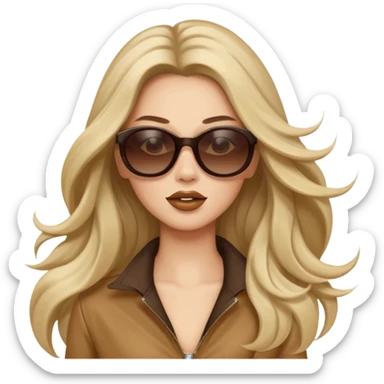 Long hair blowing in wind, sunglasses, fashion, diva sticker
