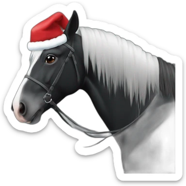 Cheval noir avec un bonnet de Noël  sticker