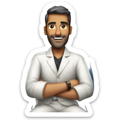 2 Middle East man sitting on top Boeing 747 sticker