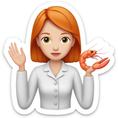 ginger woman with shrimp posture sticker