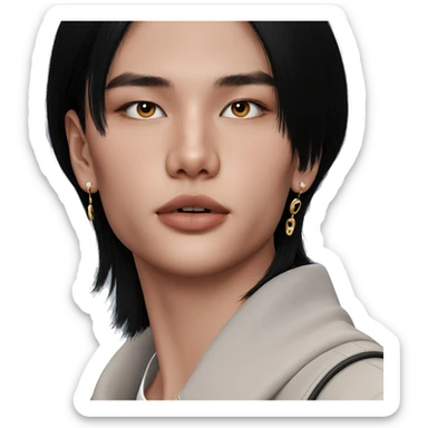 portrait of a girl with earrings sticker