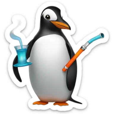 Penguin with hookah sticker