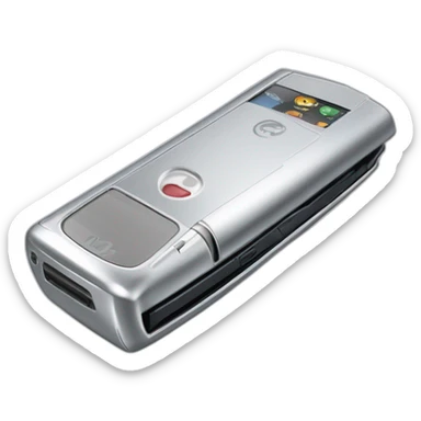 Silver Fold out Motorola Razr V3 mobile device with the iconic clamshell design sticker