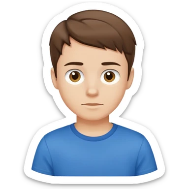 simple boy avatar with short brown hair and blue t-shirt sticker