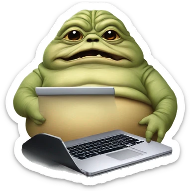 Jabba the Hutt from Star Wars with a laptop sticker