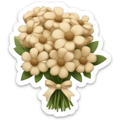 Beige flower bouquet with bow sticker