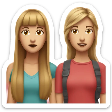 A girl with brohair bangs her head against a red wall A girl with brown blonde hair bangs her head against a red wall sticker