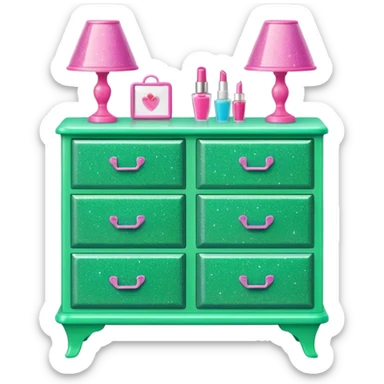 barbie dresser green with glitter sticker