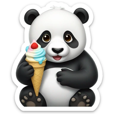 Panda eating ice cream sticker