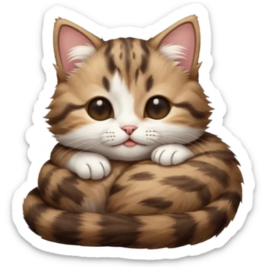 dark brown tabby and white kitten in funny positions with eyes closed sticker
