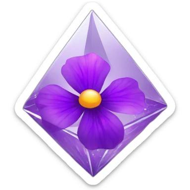 Purple flower in shiny glass octahedron sticker
