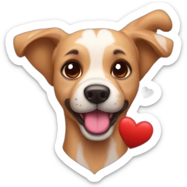 Perro con corazones de enamorado y la lengua fuera sticker