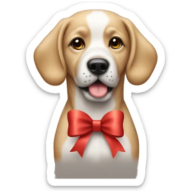 Dog with a bow Christmas sticker
