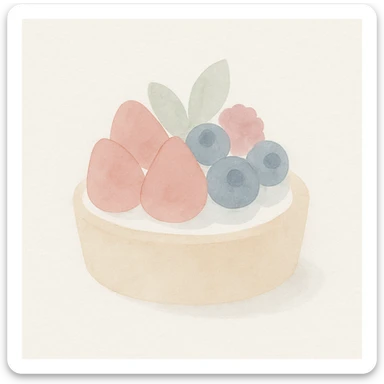 watercolor illustration of a fruit tart sticker