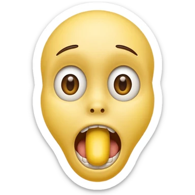 surprised emoji with a yellow bone in its mouth sticker