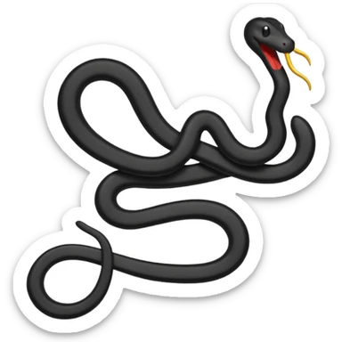 Minimalist emoji-style sticker of a bent paperclip shaped like a snake, wrapping onto itself. Thin black silhouette, no texture. sticker