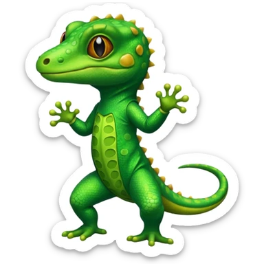 Gecko with a gecko suit sticker