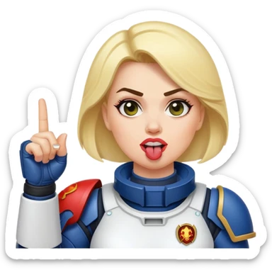 middle finger and face with tongue out woman space marine full body sticker