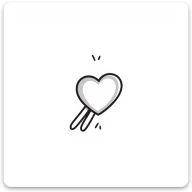 heart-shaped paper clip, hand-drawn doodle style sticker