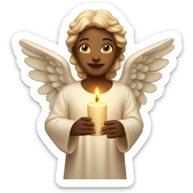 beige angel with candle sticker