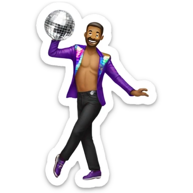 Dancing gay man with disco ball sticker