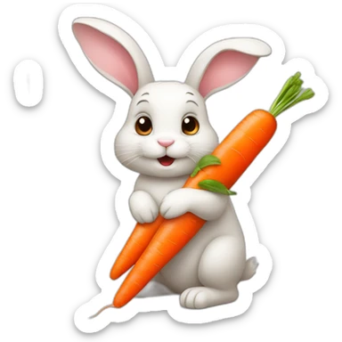 a bunny with a carrot sticker