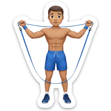 fit man with blue shorts resistance bands exercises sticker