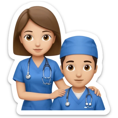 A nurse attending to a patient at the hospital sticker