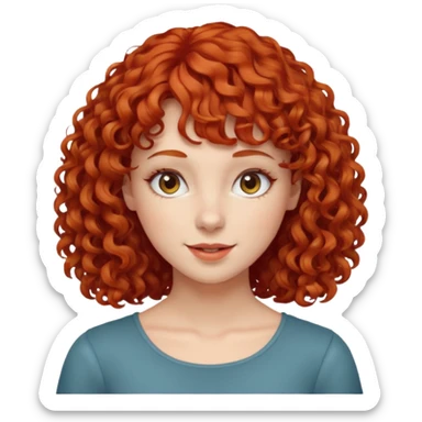 Mulher ruiva cabelo cacheado com franja rebelde  sticker
