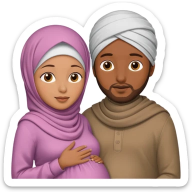Pregnant hijabi with brown skin husband sticker