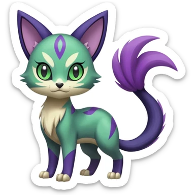 Meloetta-Purrloin-Sprigatito-Nargacuga-Pokémon-Fakémon-fusion-hybrid-creature sticker