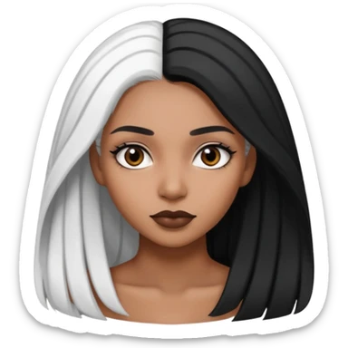 Beautiful black woman with split half black and white hair sticker