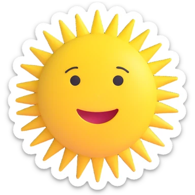 3D style sun, no facial features, no eyes, no mouth, no inner details, just a yellow circle and rays, completely neutral design, suitable for Discord role icon sticker